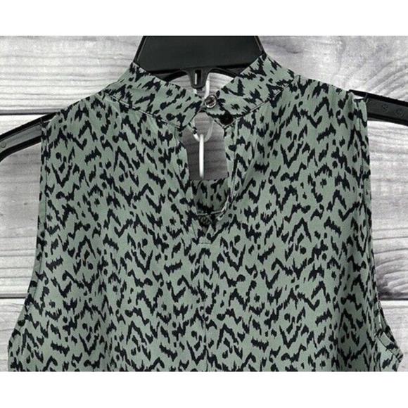 AMOUR VERT SOPHIA 100%‎ SILK SLEEVELESS BLOUSE Women's Size Medium BLUE/GREEN - Picture 3 of 5